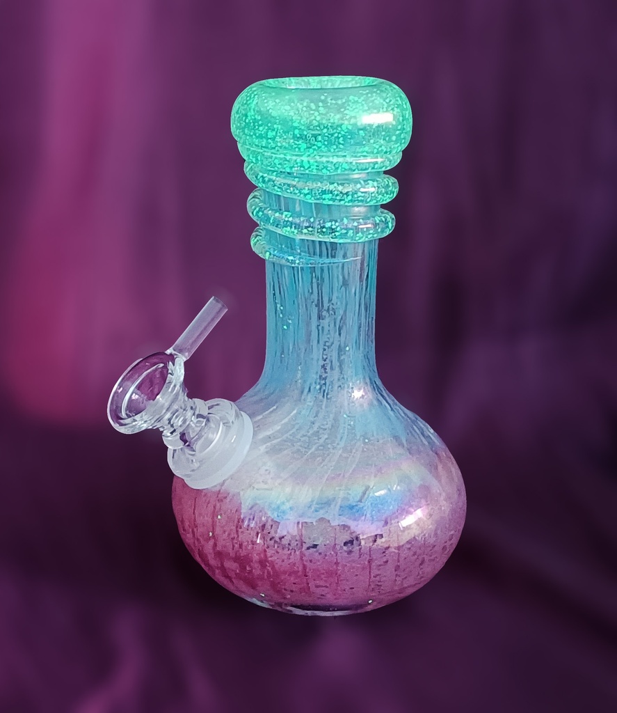 7" Round Flask Base w/ Glow in the Dark Spiral Wrap & Mouth Piece