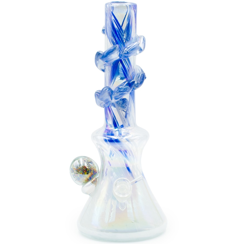 14" Beaker Base w/ Knuckle & Colourful Ball & Spiral Wrap 