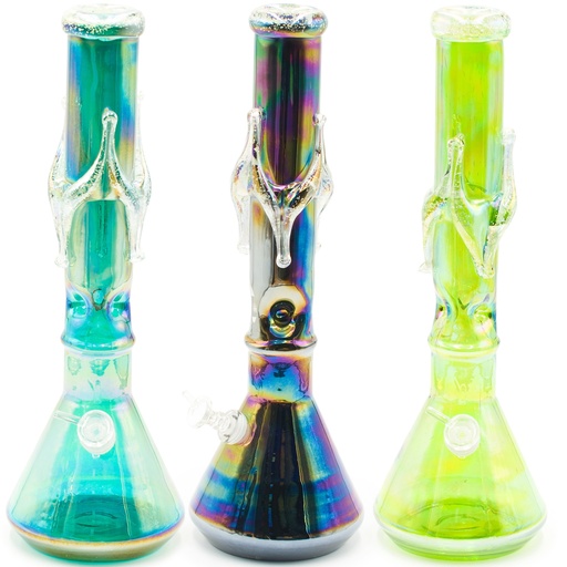 16" Beaker Base w/ Ice Catcher & Glow in the Dark Mouth Piece & Trident