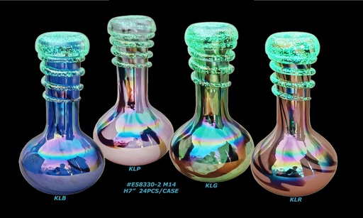7" Round Flask Base w/ Glow in the Dark Spiral Wrap & Mouth Piece