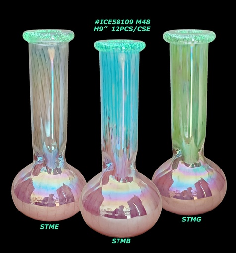 9" Round Flask Base w/ Ice Catcher & Glow in the Dark Lip